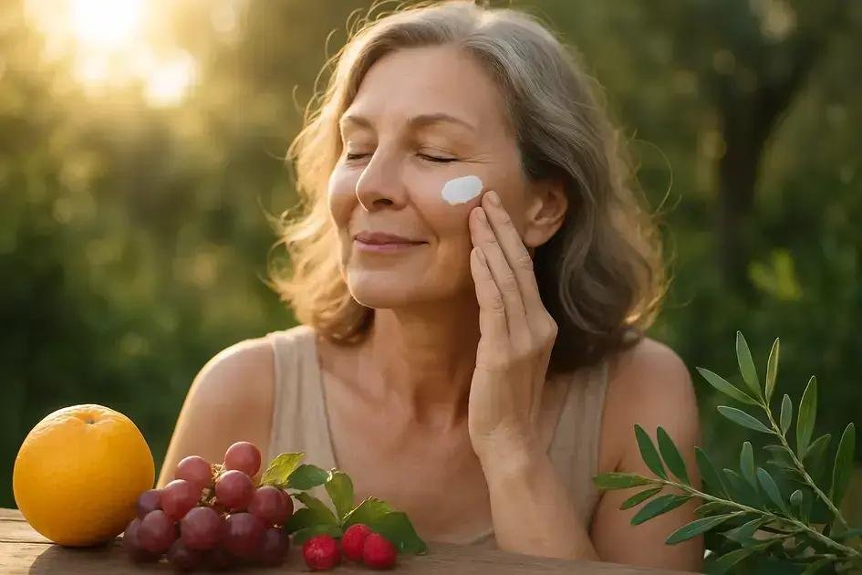 Proteção diária anti‑idade com proteção solar e antioxidantes para sua pele